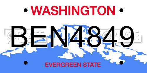 BEN4849 Washington License Plate