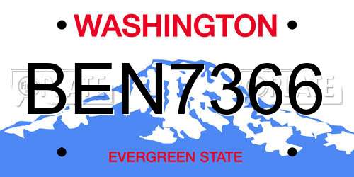 BEN7366 Washington License Plate