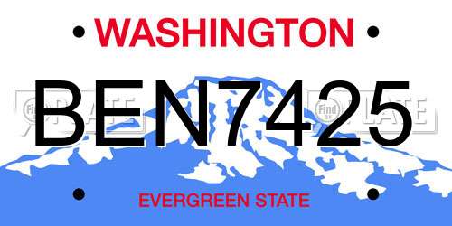 BEN7425 Washington License Plate