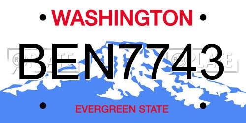 BEN7743 Washington License Plate