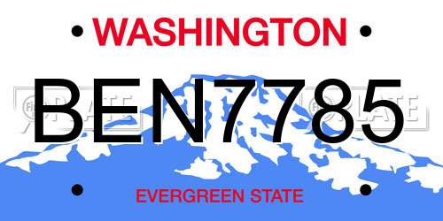 BEN7785 Washington License Plate