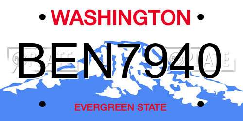 BEN7940 Washington License Plate