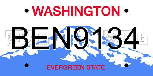 BEN9134 Washington License Plate