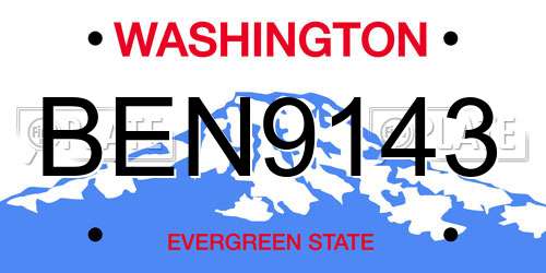 BEN9143 Washington License Plate