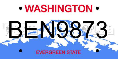 BEN9873 Washington License Plate