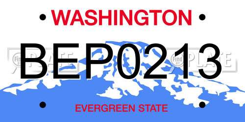 BEP0213 Washington License Plate
