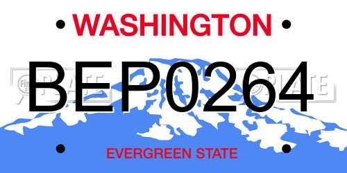 BEP0264 Washington License Plate