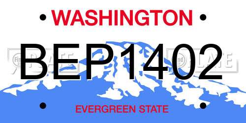 BEP1402 Washington License Plate