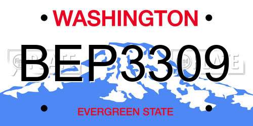 BEP3309 Washington License Plate