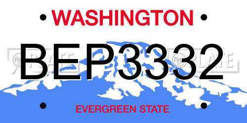 BEP3332 Washington License Plate
