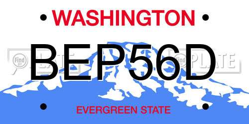 BEP56D Washington License Plate
