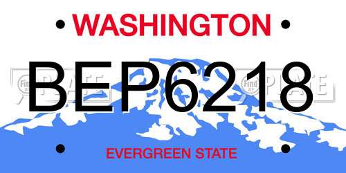 BEP6218 Washington License Plate