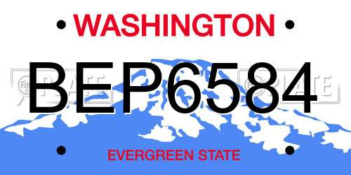 BEP6584 Washington License Plate