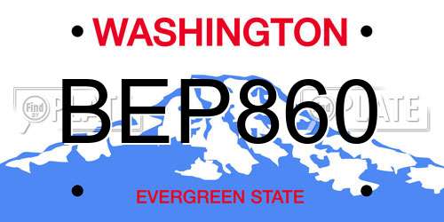 BEP860 Washington License Plate
