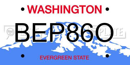 BEP86O Washington License Plate
