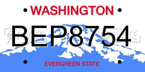 BEP8754 Washington License Plate