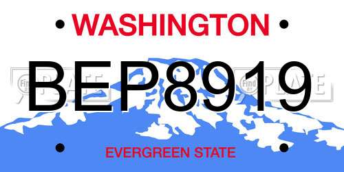 BEP8919 Washington License Plate