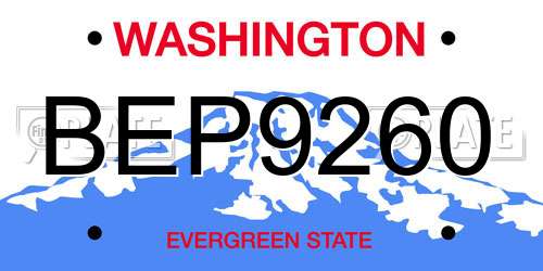 BEP9260 Washington License Plate