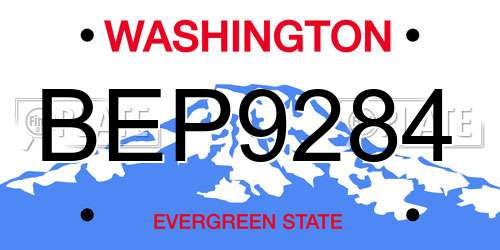 BEP9284 Washington License Plate