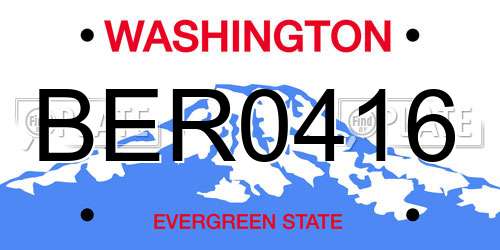BER0416 Washington License Plate