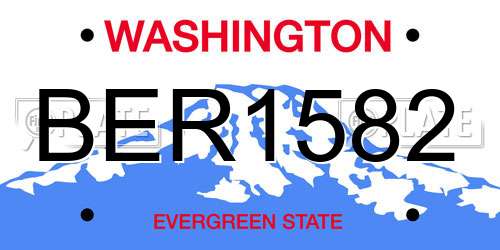 BER1582 Washington License Plate