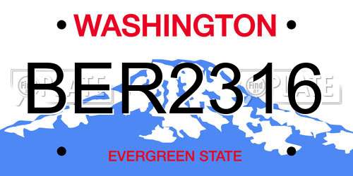 BER2316 Washington License Plate