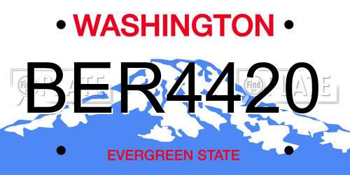 BER4420 Washington License Plate