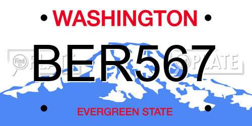 BER567 Washington License Plate