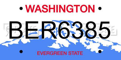 BER6385 Washington License Plate