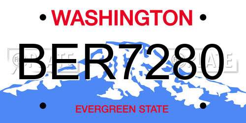 BER7280 Washington License Plate