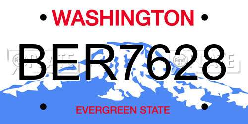 BER7628 Washington License Plate