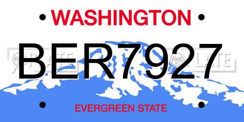 BER7927 Washington License Plate
