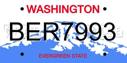 BER7993 Washington License Plate