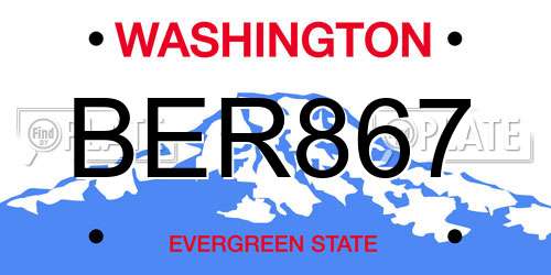 BER867 Washington License Plate