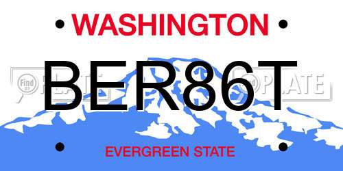 BER86T Washington License Plate