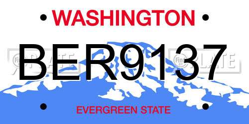 BER9137 Washington License Plate