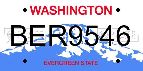 BER9546 Washington License Plate