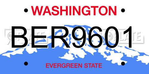 BER9601 Washington License Plate