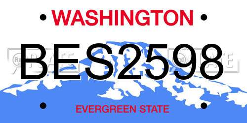 BES2598 Washington License Plate