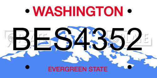BES4352 Washington License Plate