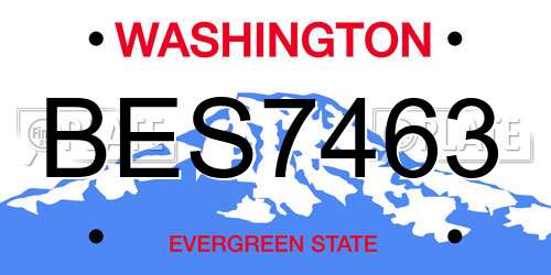 BES7463 Washington License Plate