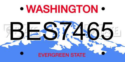 BES7465 Washington License Plate