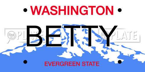 BETTY Washington License Plate