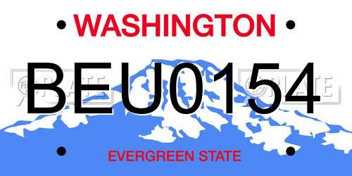 BEU0154 Washington License Plate