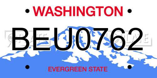 BEU0762 Washington License Plate