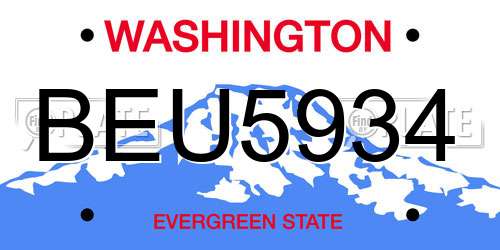 BEU5934 Washington License Plate