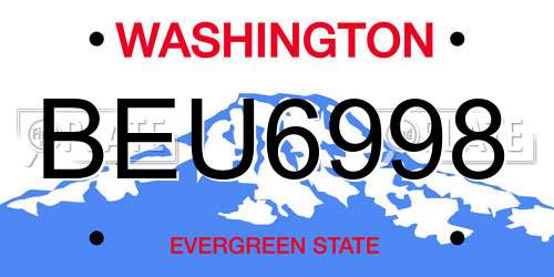 BEU6998 Washington License Plate