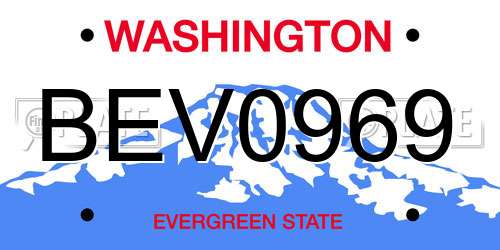 BEV0969 Washington License Plate