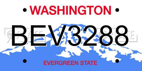 BEV3288 Washington License Plate