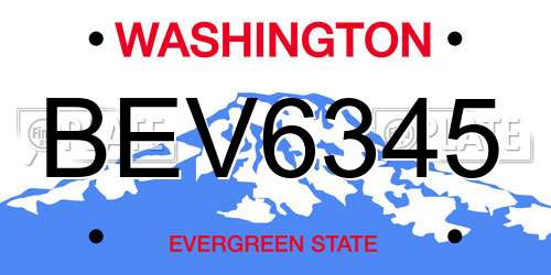 BEV6345 Washington License Plate